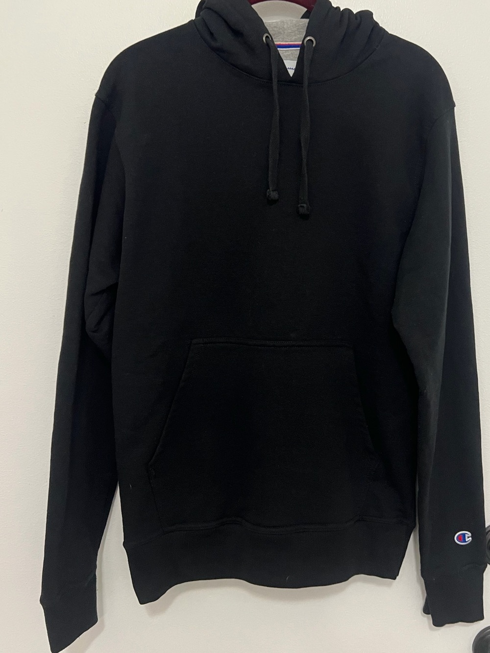 Champion Black Hoodie with Subtle Sleeve Logo